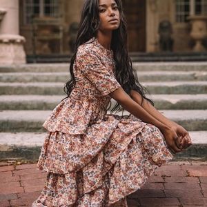 Jessakae Eiffel Tiered Floral Midi Dress small New with tags